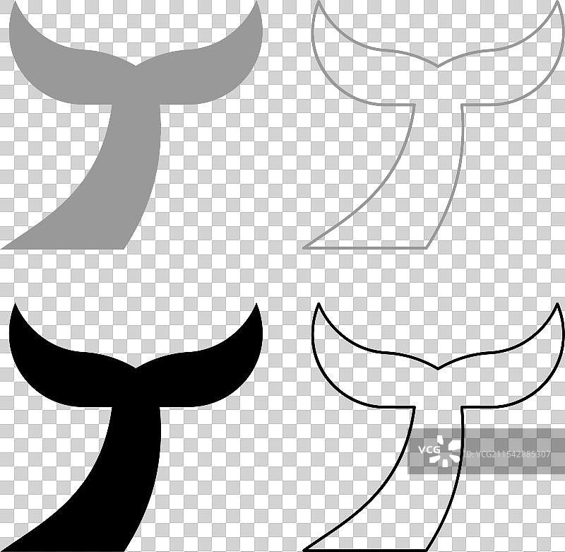 鱼尾图标，灰黑色图像图片素材