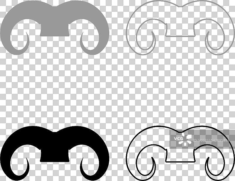 带有羊角的农场动物概念图标，灰色和黑色图片素材