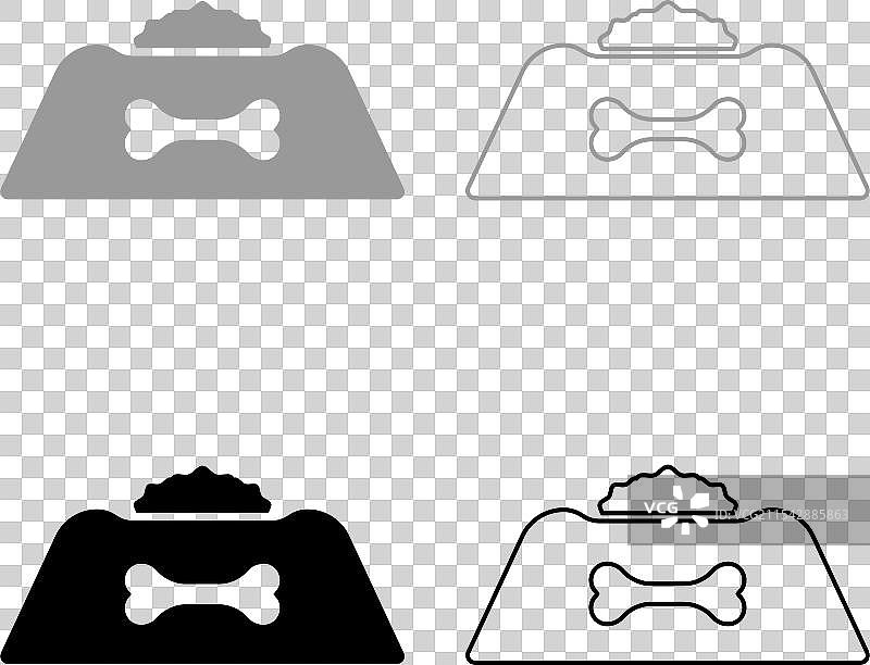 灰黑色的狗碗与食物图标设置图片素材