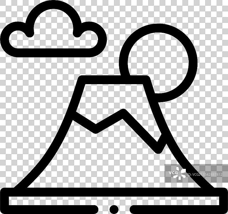 富士山图标，细线风格设计，独立于背景图片素材