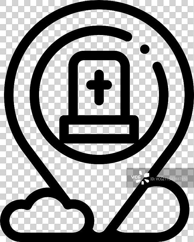 葬礼图标，细线风格设计，独立于背景图片素材