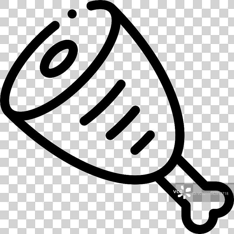 火腿图标，细线风格设计，独立于背景图片素材