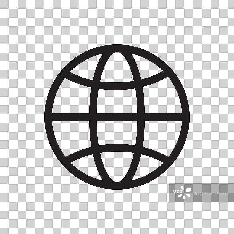 简单黑色轮廓的地球图标，全球网络图片素材