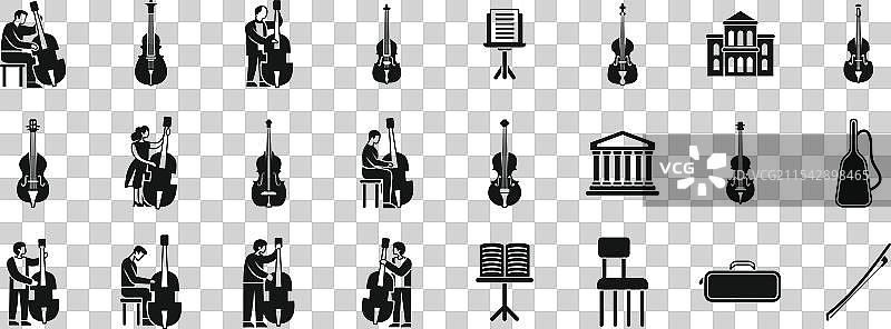 低音提琴图标集，音乐家演奏中图片素材