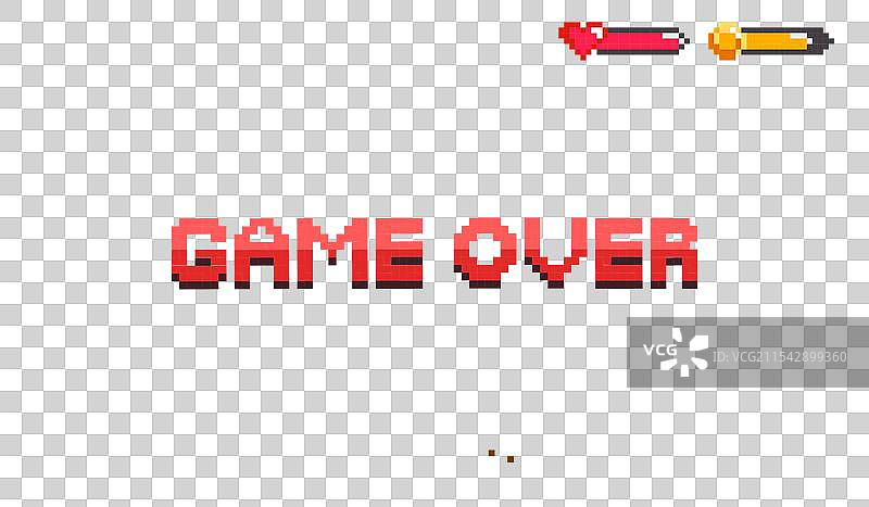 复古风格的游戏结束画面，带有像素化效果图片素材