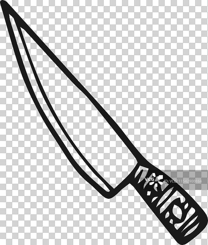 手绘刀具涂鸦，锋利的厨房刀片图标图片素材