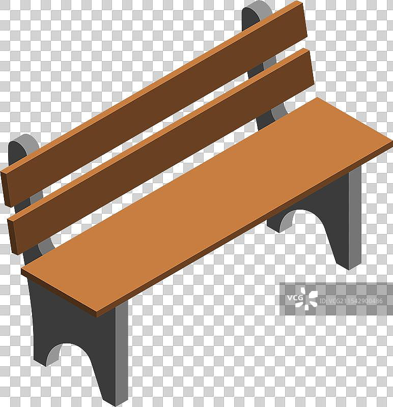 木制长椅等距图标，花园公园元素图片素材