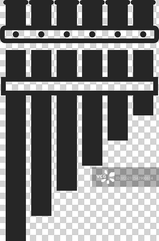 黑色的潘笛图标，潘管乐器图片素材