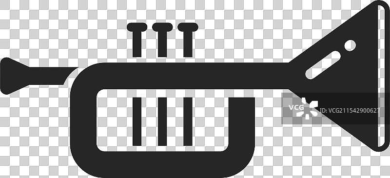 黑色小号图标，管弦乐队符号，铜管乐器图片素材