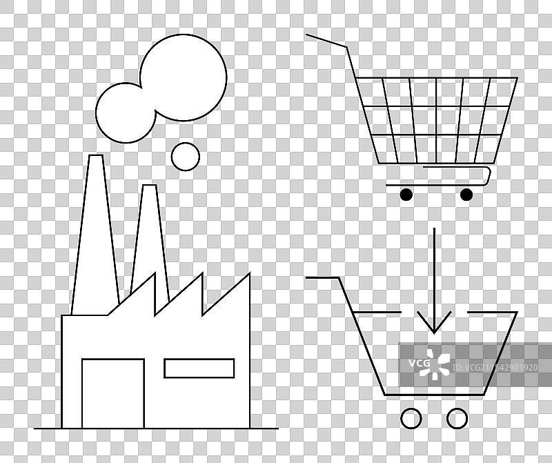 简约的黑白工厂与购物场景图片素材