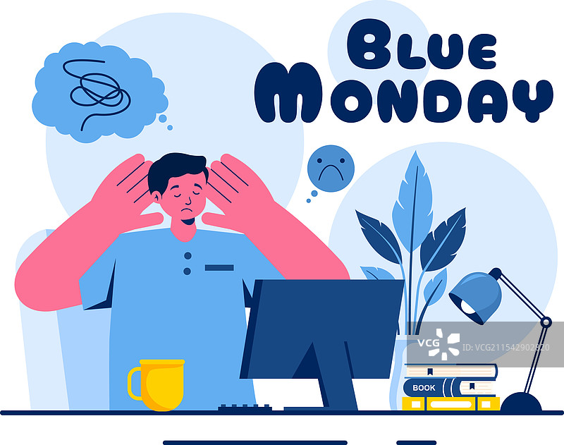 蓝色星期一描绘了悲伤和心理健康图片素材