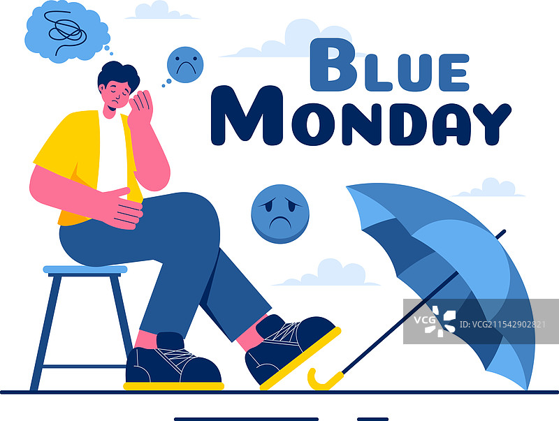 蓝色星期一描绘了悲伤和心理健康图片素材