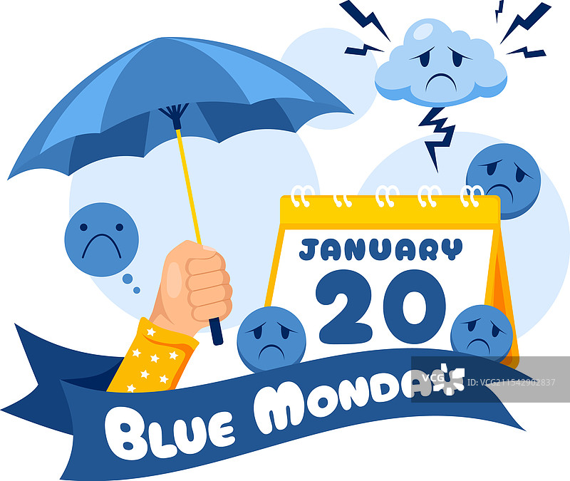 蓝色星期一描绘悲伤与心理健康图片素材