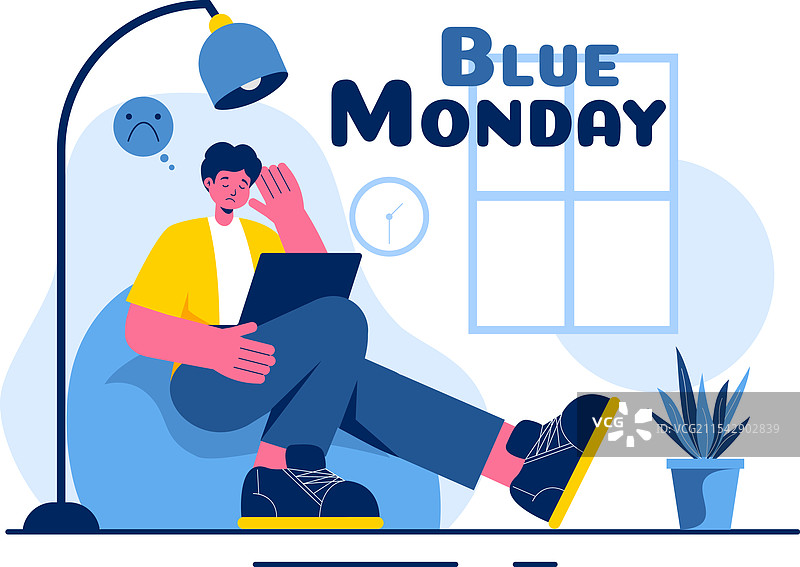 蓝色星期一描绘悲伤与心理健康图片素材