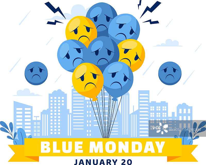 蓝色星期一描绘了悲伤和心理健康图片素材