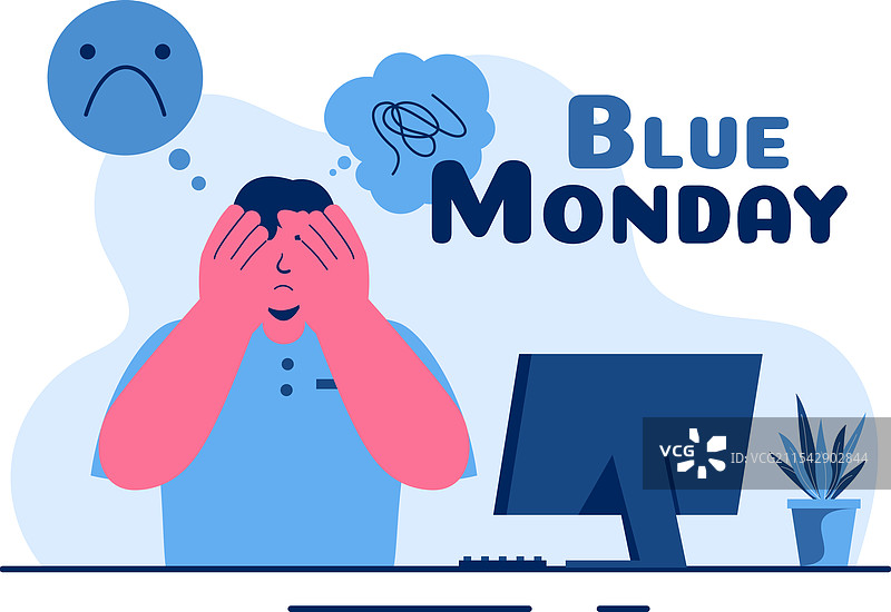 蓝色星期一描绘了悲伤和心理健康图片素材