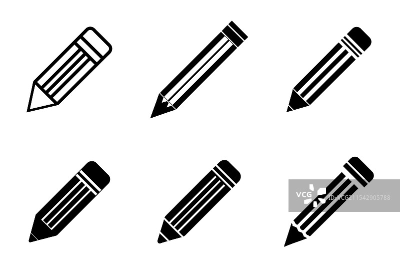 风格化铅笔图标套装图片素材