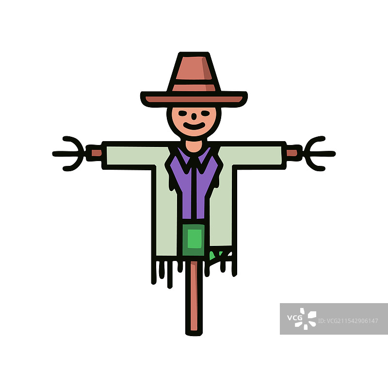 可爱的卡通稻草人线条画风格图片素材