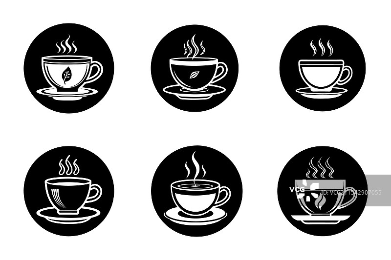 茶杯图标套件设计风格图片素材