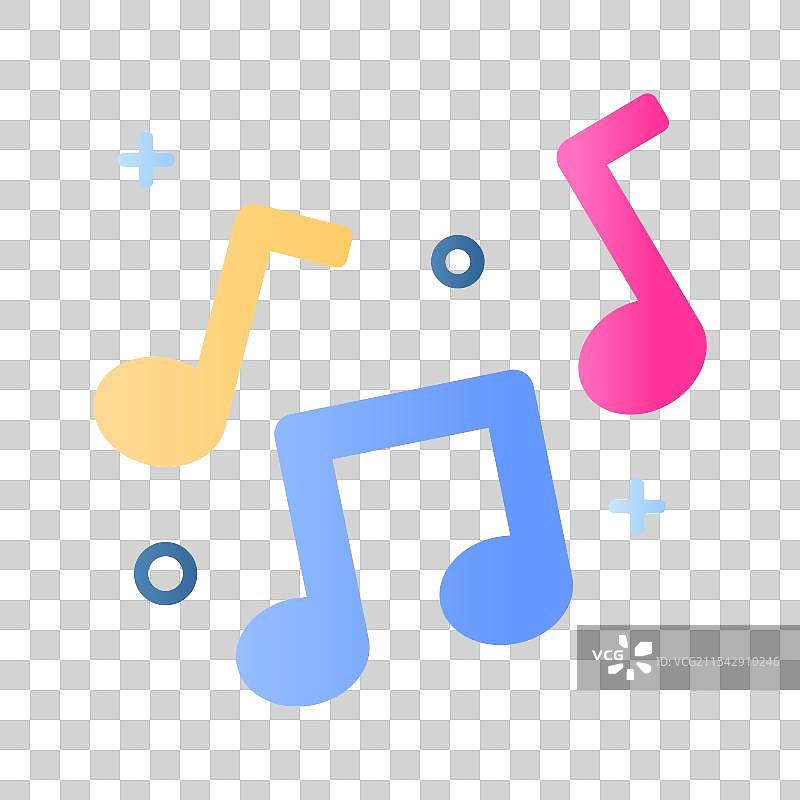 音乐音符歌曲旋律或曲调扁平图标图片素材