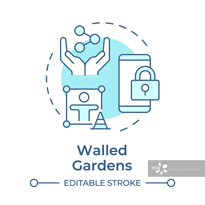 围墙花园柔和蓝色概念图标图片素材