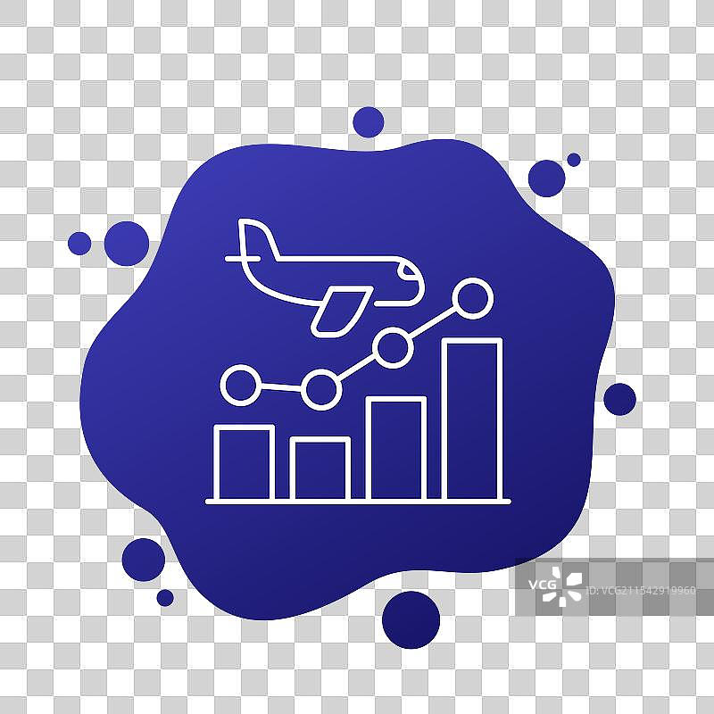 航空票价上涨的增长线图标图片素材