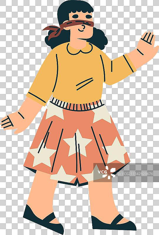 调皮的小女孩戴着眼罩在玩捉迷藏图片素材