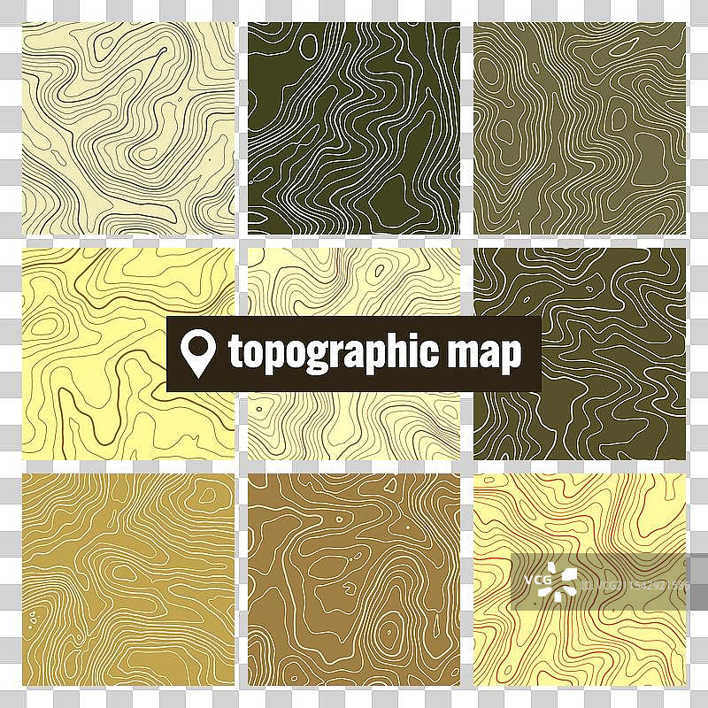 彩色地形图与等高线图片素材