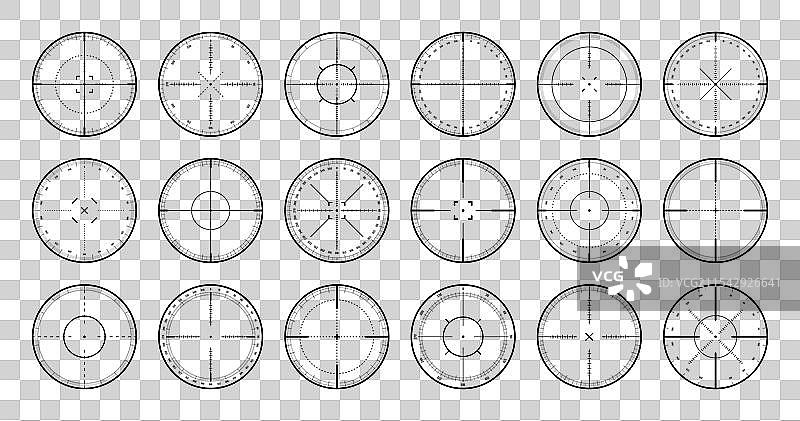 各种带有度数刻度的狙击步枪瞄准镜图片素材