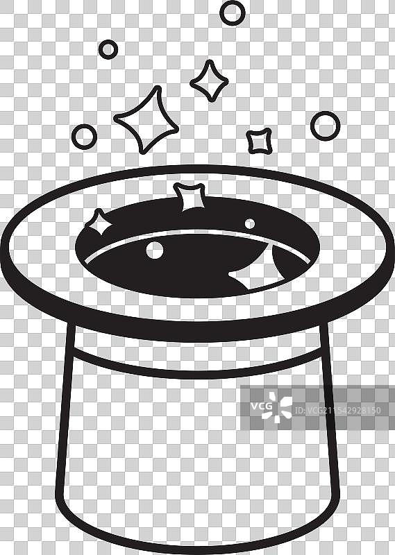 魔术师的高顶帽线条图标，魔法道具符号图片素材