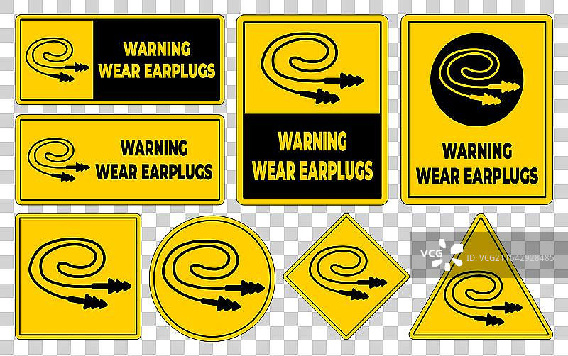 耳保护警告标志以确保安全合规图片素材