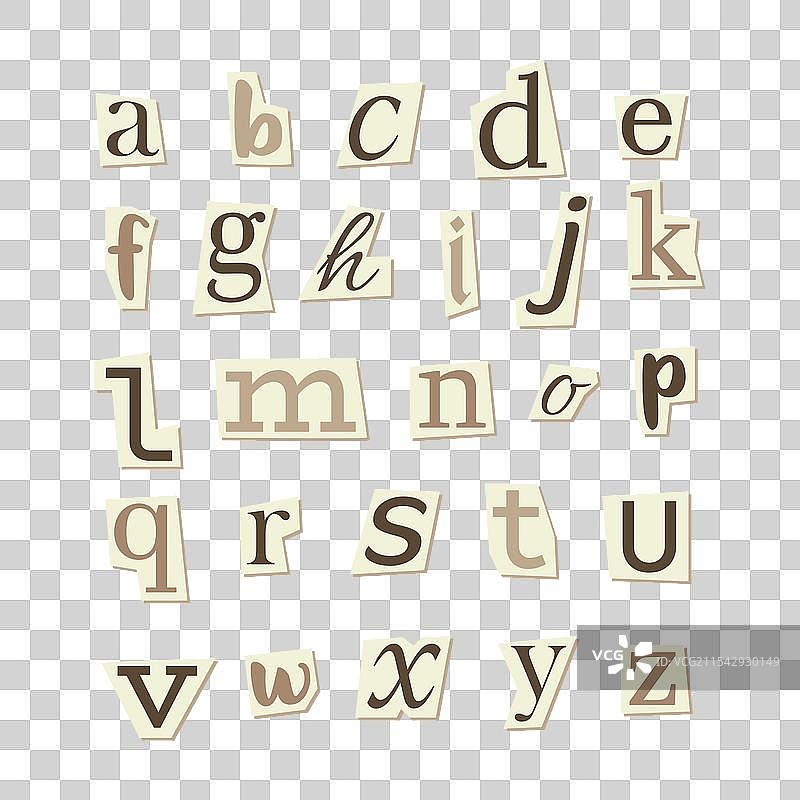 拼贴字体小写字母剪切出来的效果图片素材