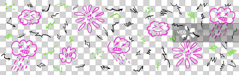 五彩斑斓的蜡笔画雨天图案图片素材