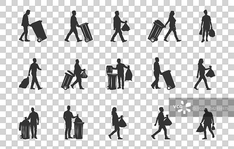 人们扔垃圾的剪影图片素材