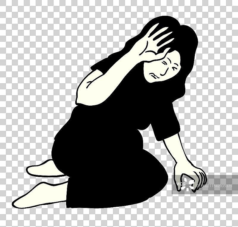 害怕的女性卡通漫画人物元素图片素材