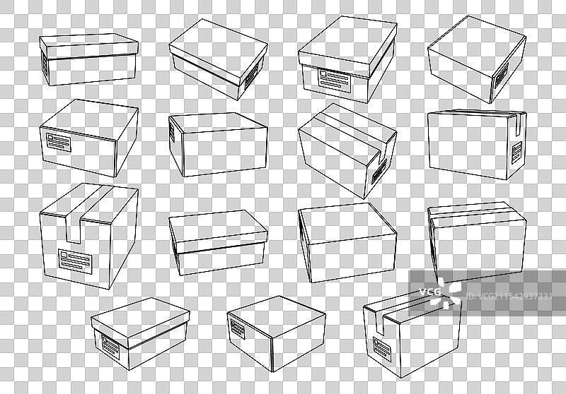 纸箱套装用于配送和存储图片素材