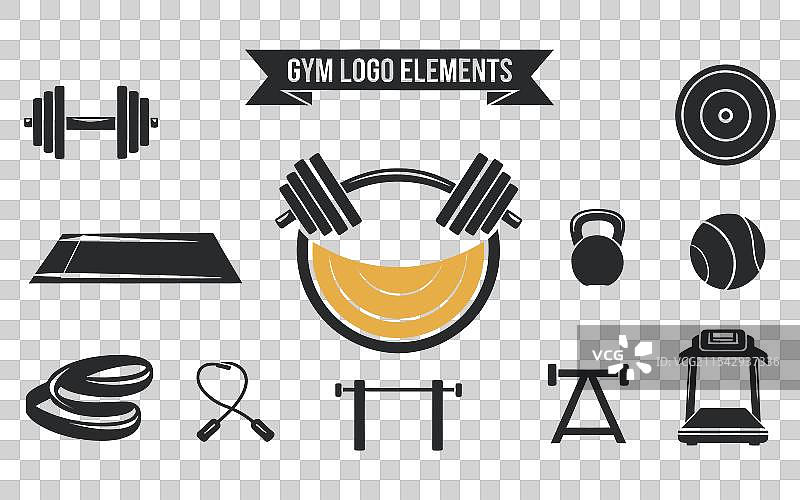 健身元素贴纸套装图片素材