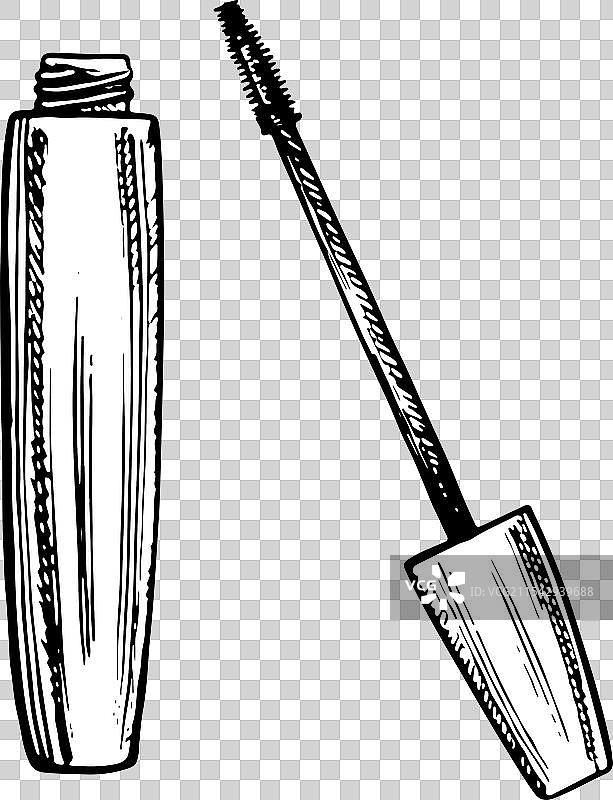 黑白色的睫毛膏和刷子图片素材