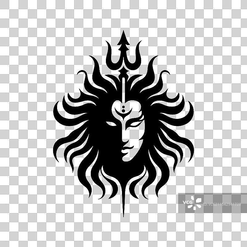 大自在天神的头部轮廓艺术图片素材