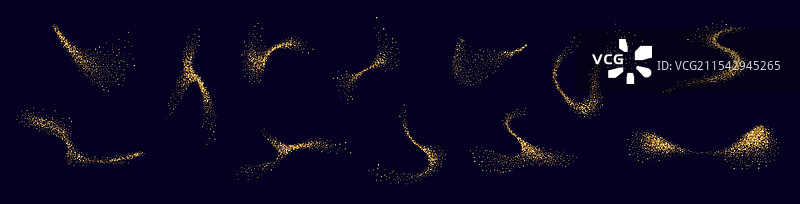 金色尘埃和闪光的轨迹图片素材