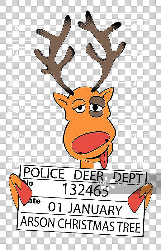 搞笑的卡通鹿在警察局图片素材