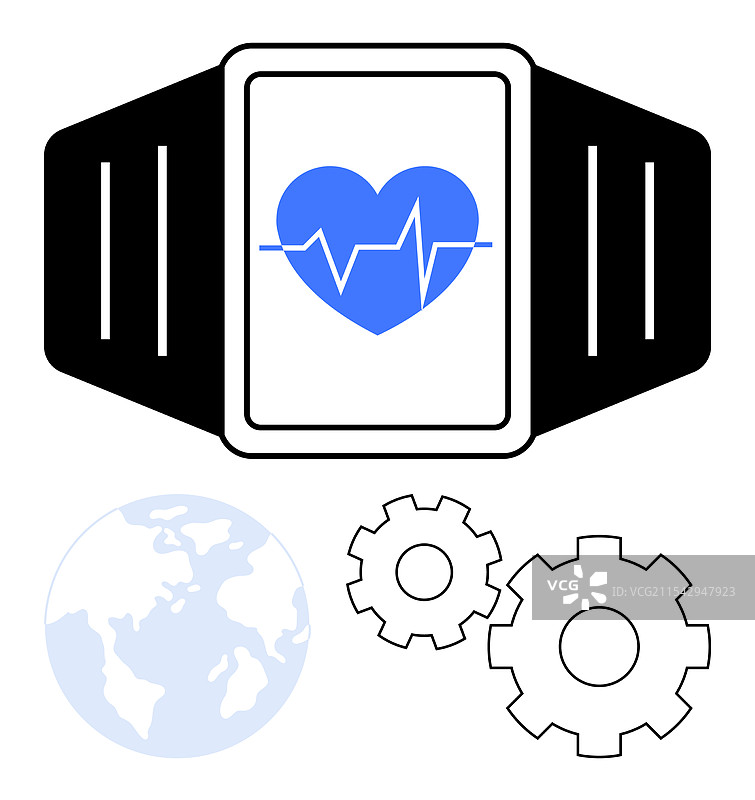 智能手表显示心率设置齿轮图片素材