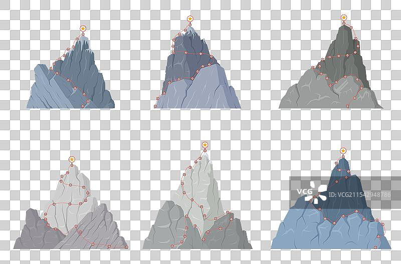 通往山峰的登山路线方案图片素材