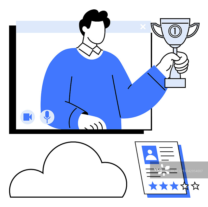 混合虚拟颁奖典礼与奖杯图片素材