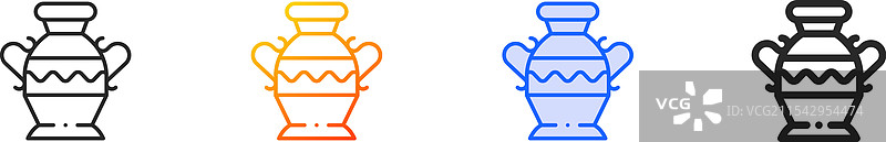 瓷器图标，细线性渐变蓝色描边图片素材