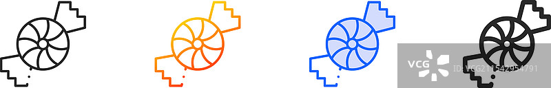 薄荷图标，细线性渐变蓝色描边图片素材