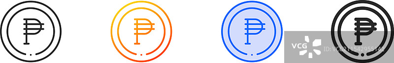 比索图标，细线性渐变蓝色描边图片素材