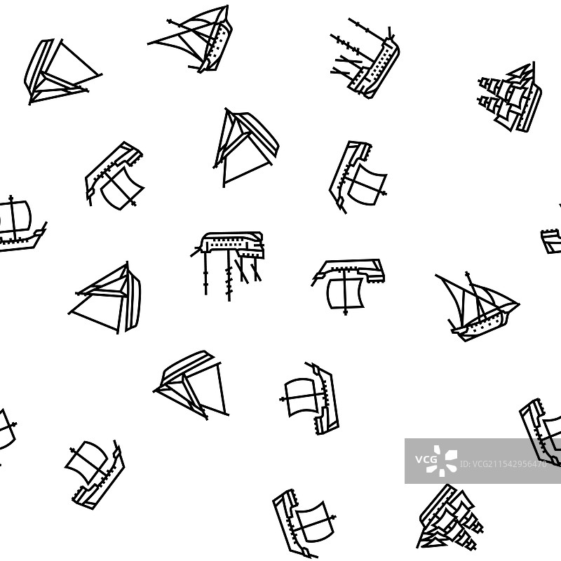 古代船只海洋船只无缝图案图片素材