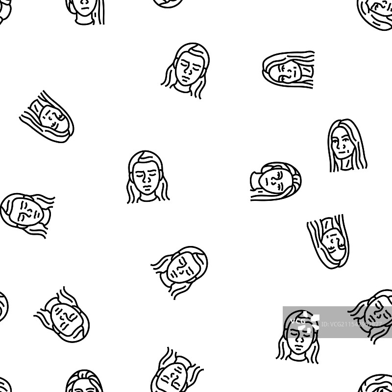 女性微笑面部表情无缝图案图片素材