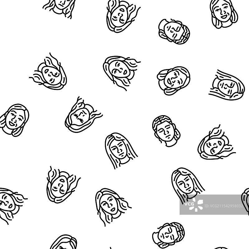 女性微笑面部表情无缝图案图片素材